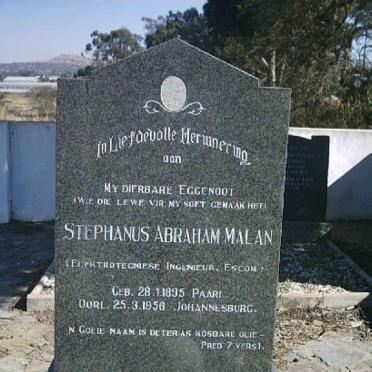 MALAN Stephanus Abraham 1895-1956