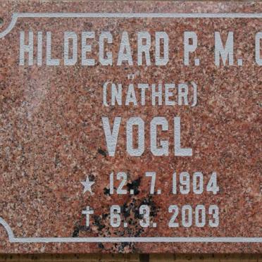 VOGL Hildegard P.M.C. nee NÄTHER 1904-2003