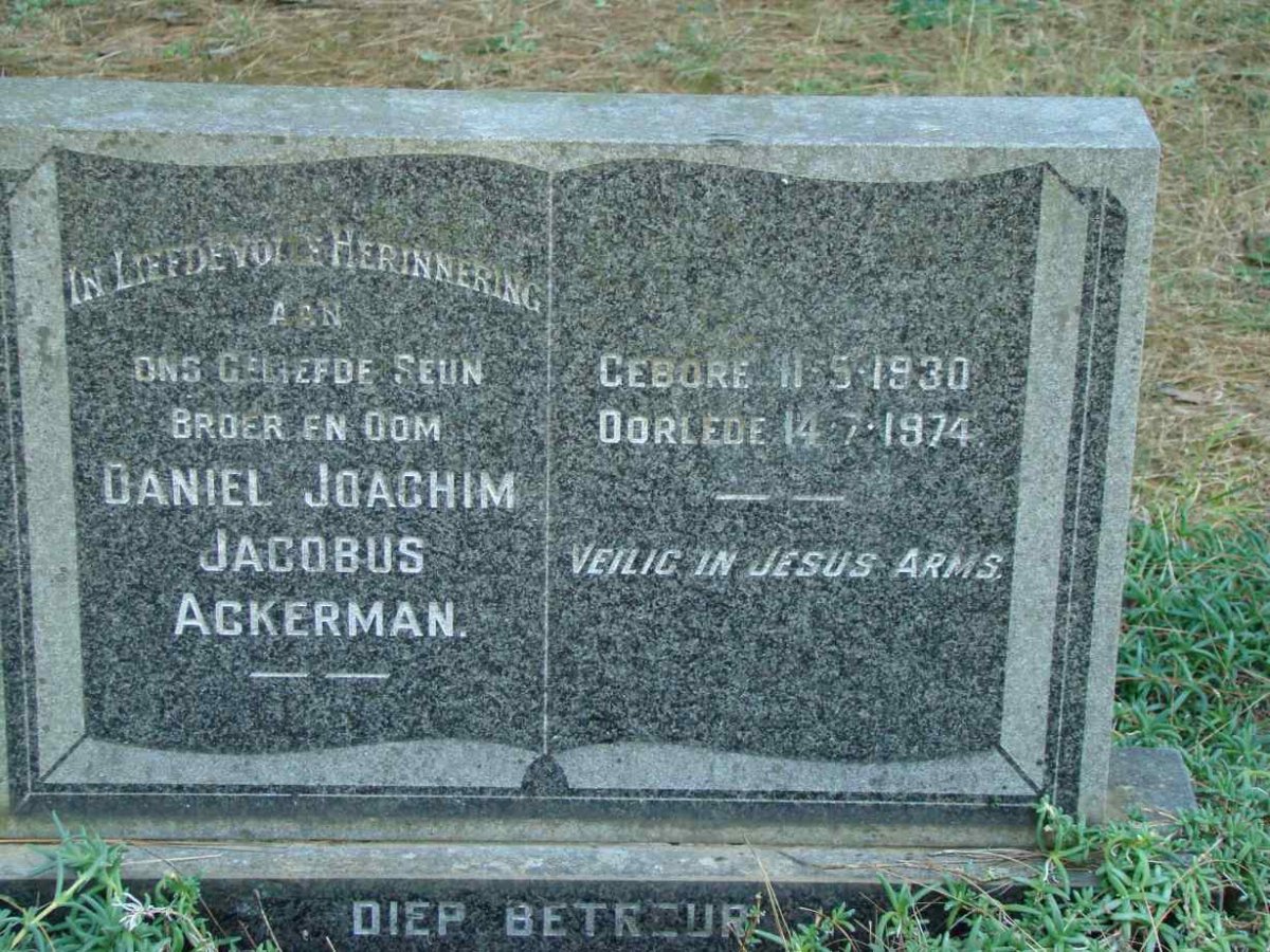 ACKERMAN Daniel Joachim Jacobus 1930-1974