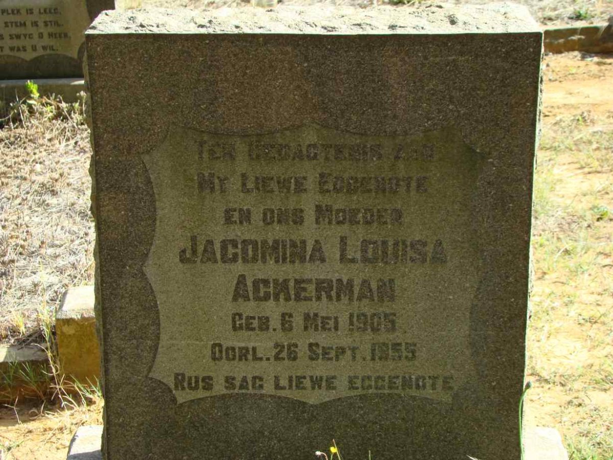 ACKERMAN Jacomina Louisa 1905-1955