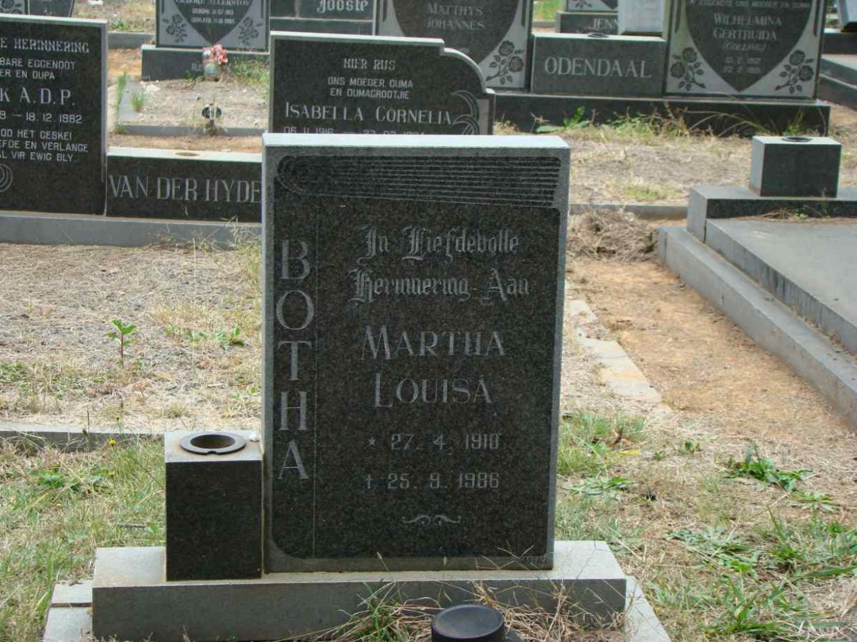 BOTHA Martha Louisa 1910-1986