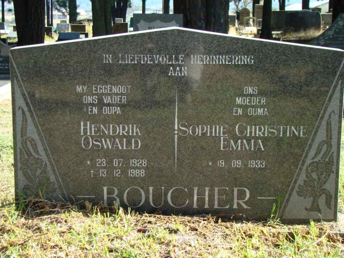 BOUCHER Hendrik Oswald 1928-1988 &amp; Sophie Christine Emma 1933-