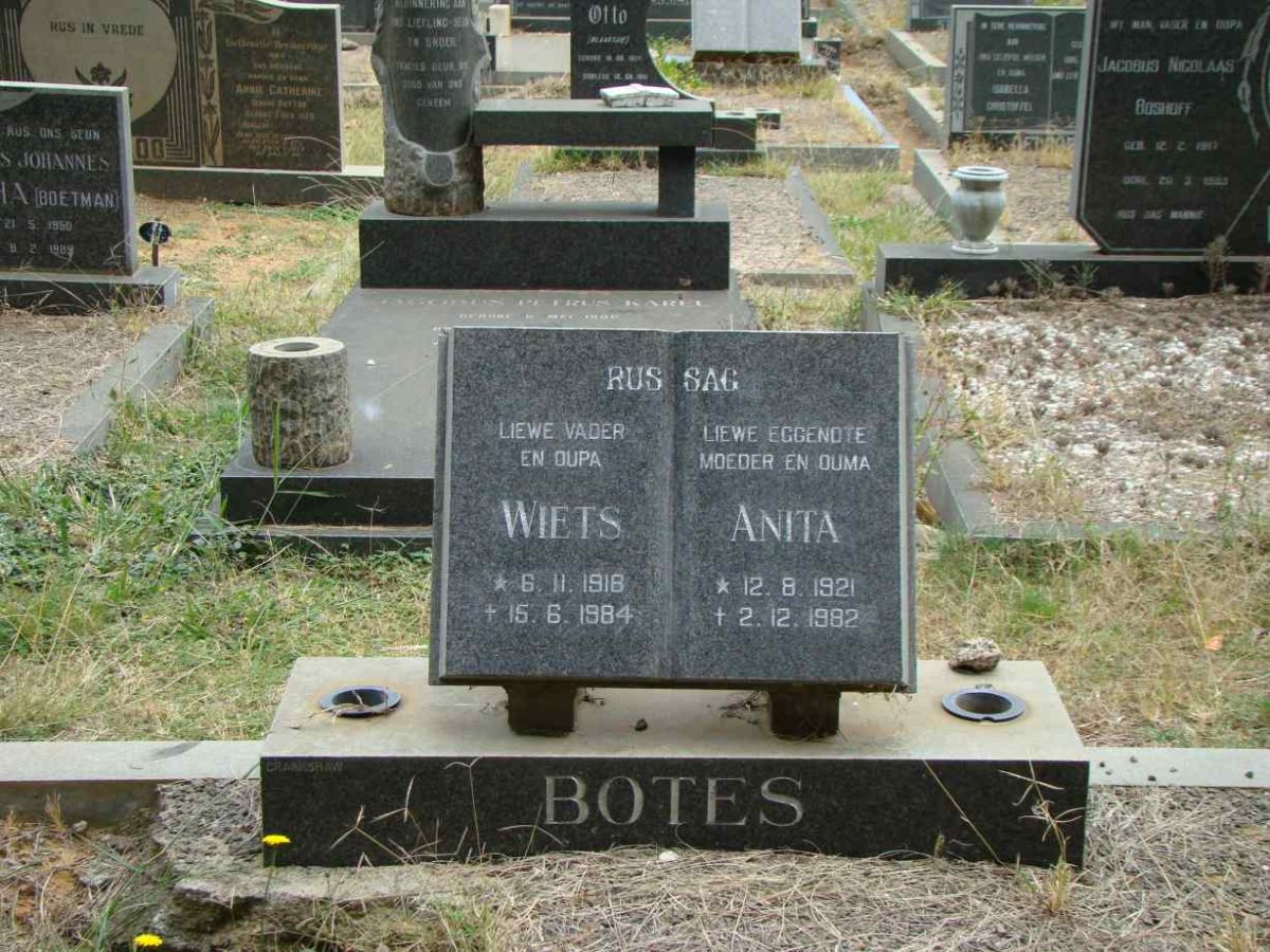 BOTES Wiets 1918-1984 &amp; Anita 1921-1982