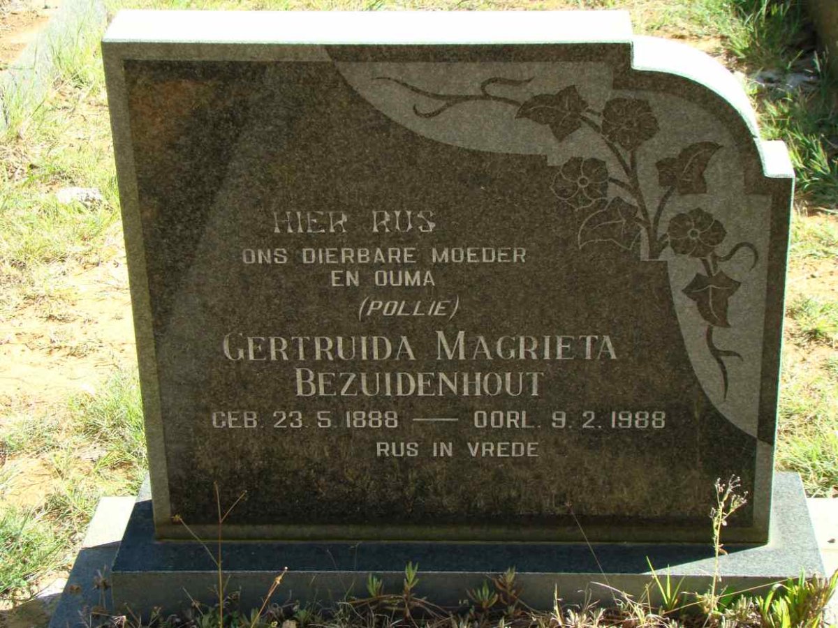BEZUIDENHOUT Gertruida Magrieta 1888-1988