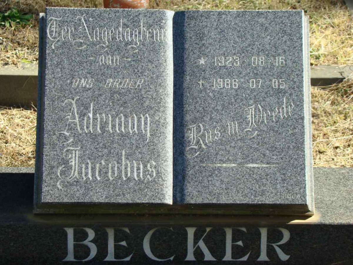 BECKER Adriaan Jacobus 1923-1986