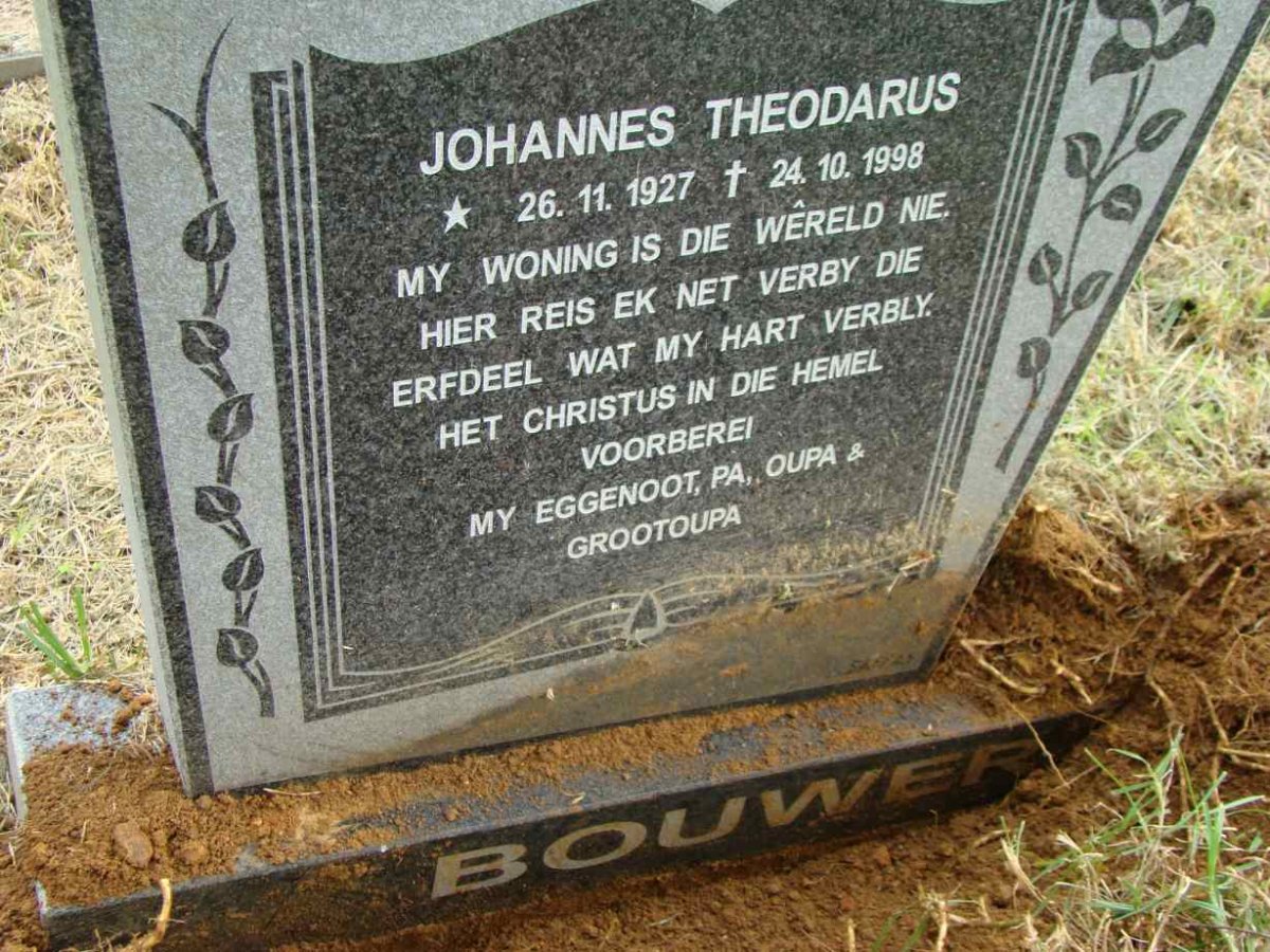 BOUWER Johannes Theodarus 1927-1998