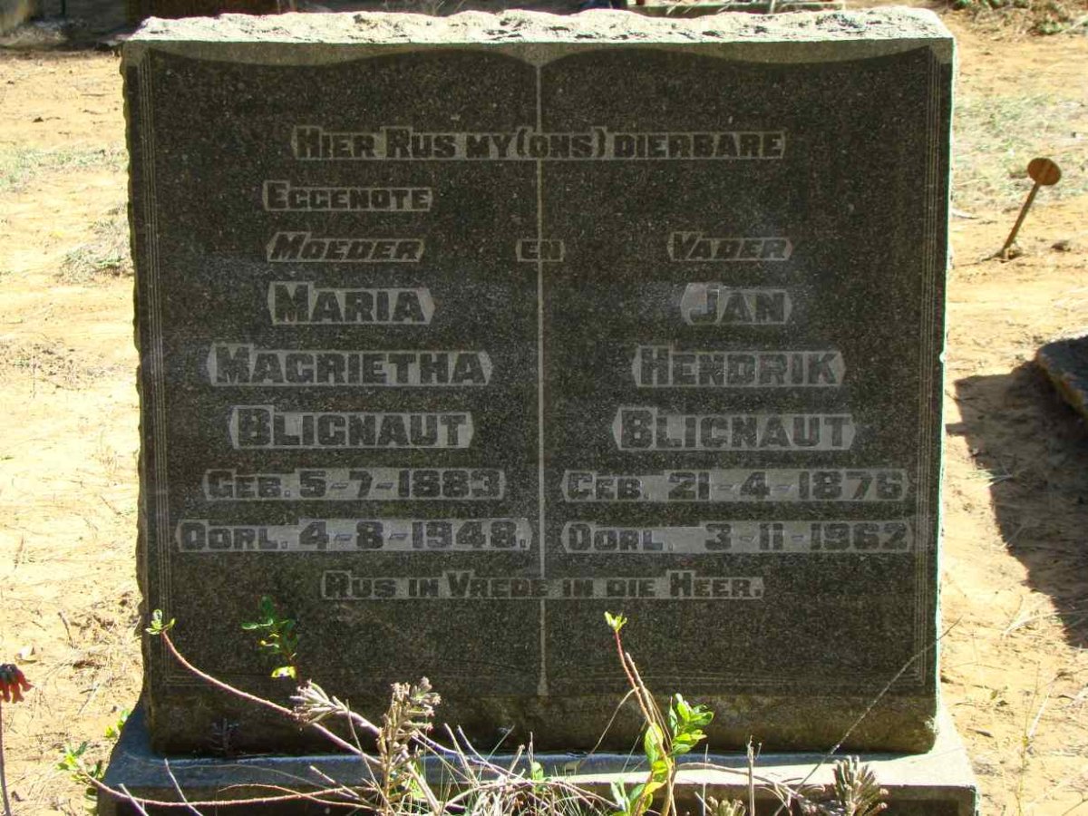 BLIGNAUT Jan Hendrik 1876-1962 &amp; Maria Magrietha 1883-1948