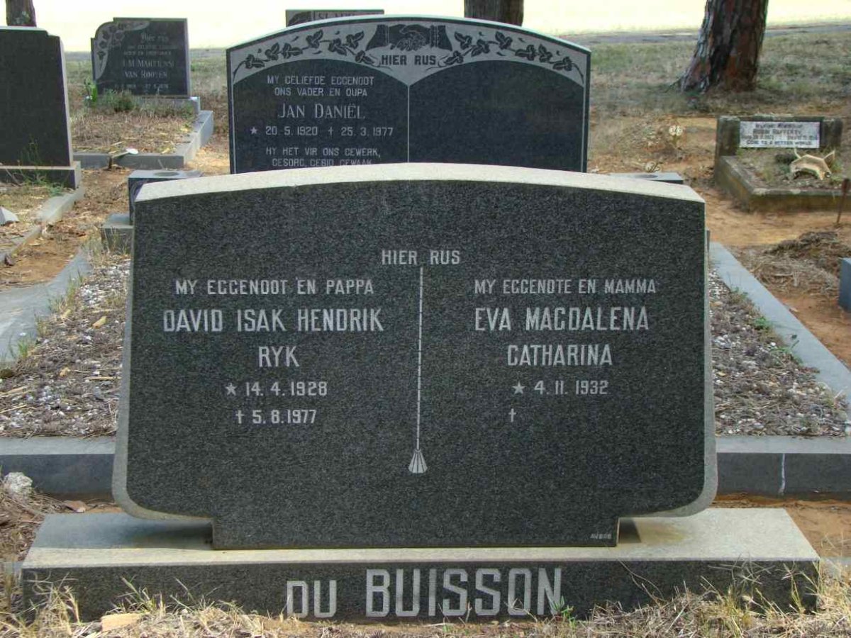 BUISSON David Isak Hendrik Ryk, du 1928-1977 &amp; Eva Magdalena Catharina 1932-