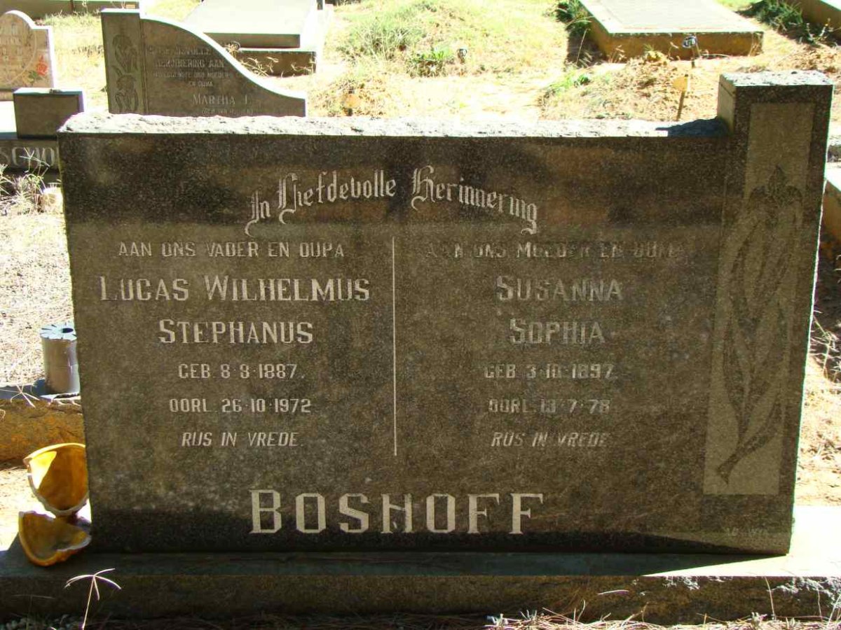 BOSHOFF Lucas Wilhelmus Stephanus 1887-1972 &amp; Susanna Sophia 1897-1978