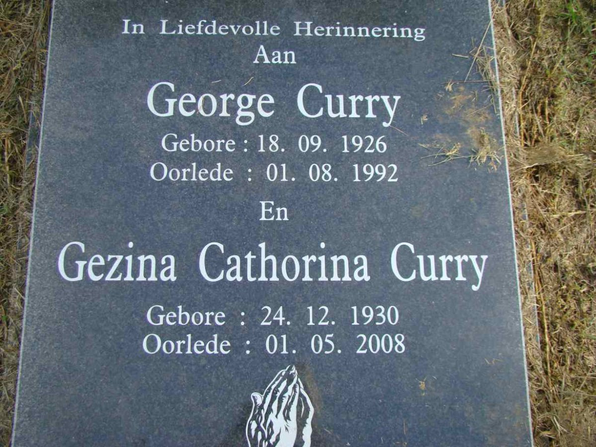 CURRY George 1926-1992 &amp; Gezina Cathorina 1930-2008