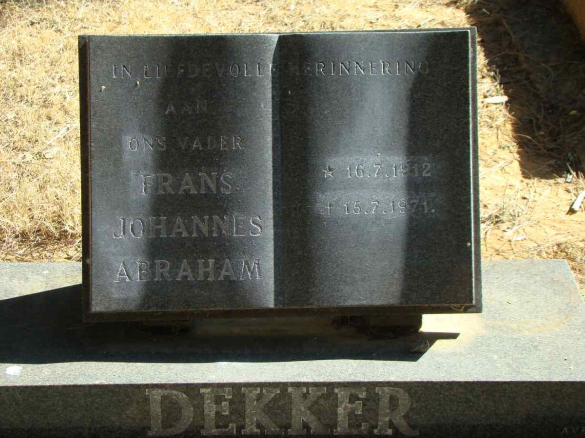 DEKKER Frans Johannes Abraham 1912-1971