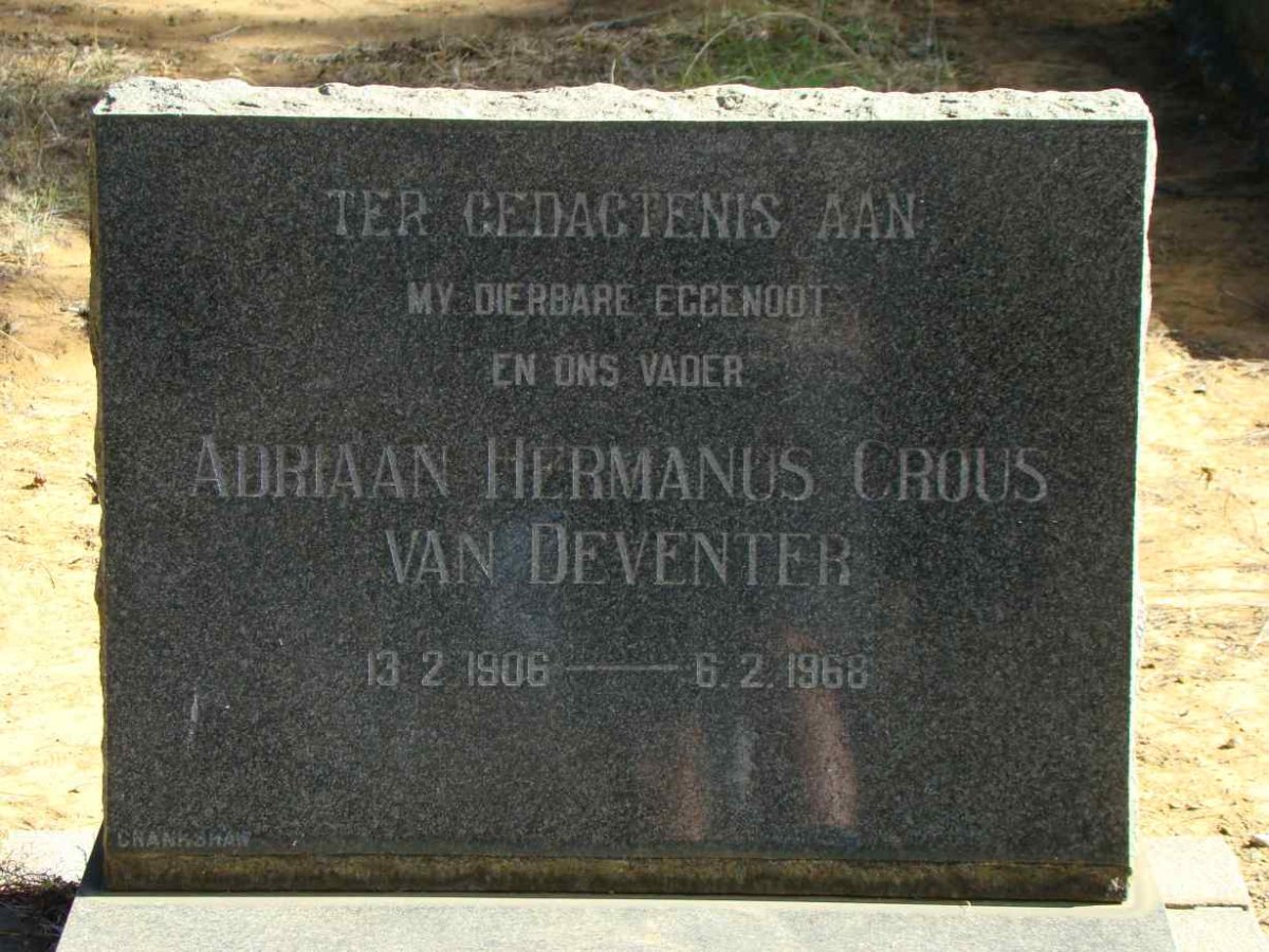 DEVENTER Adriaan Hermanus Crous, van 1906-1968
