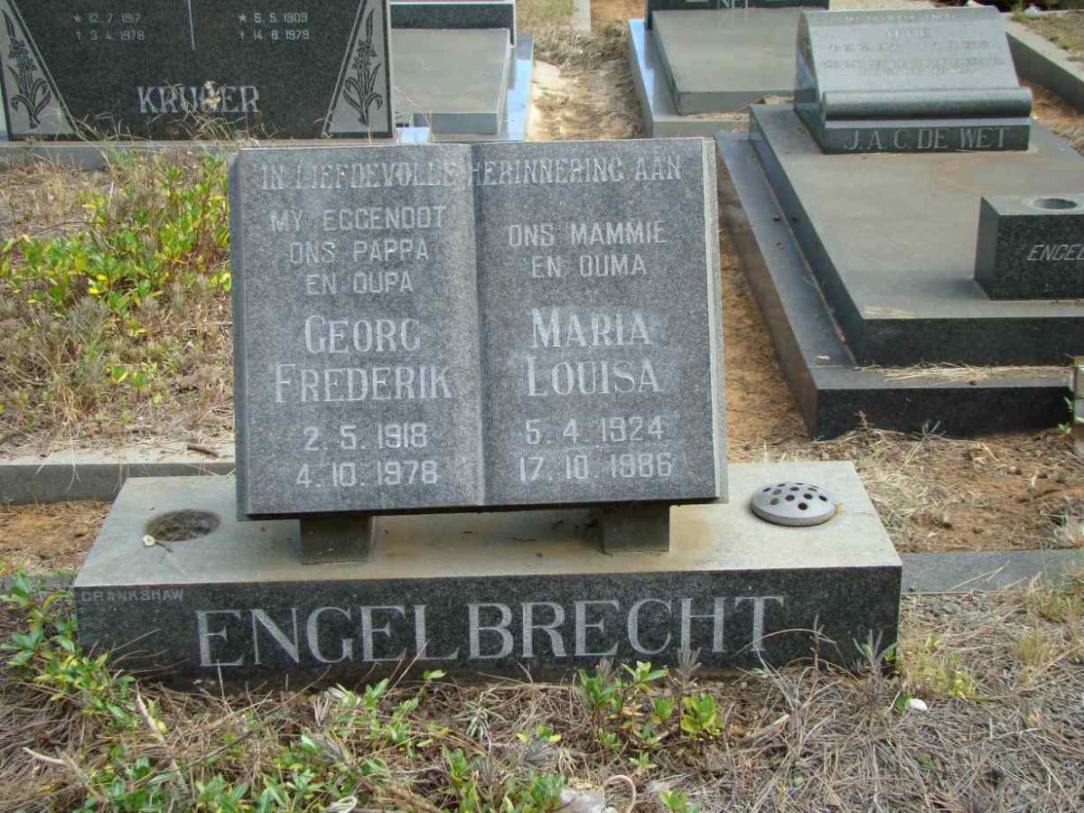 ENGELBRECHT Georg Frederik 1918-1978 &amp; Maria Louisa 1924-1986