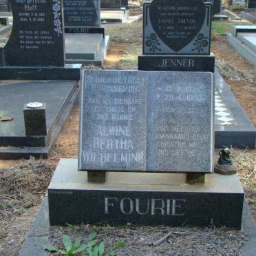 FOURIE Alwine Bertha Wilhelmine 1924-1980
