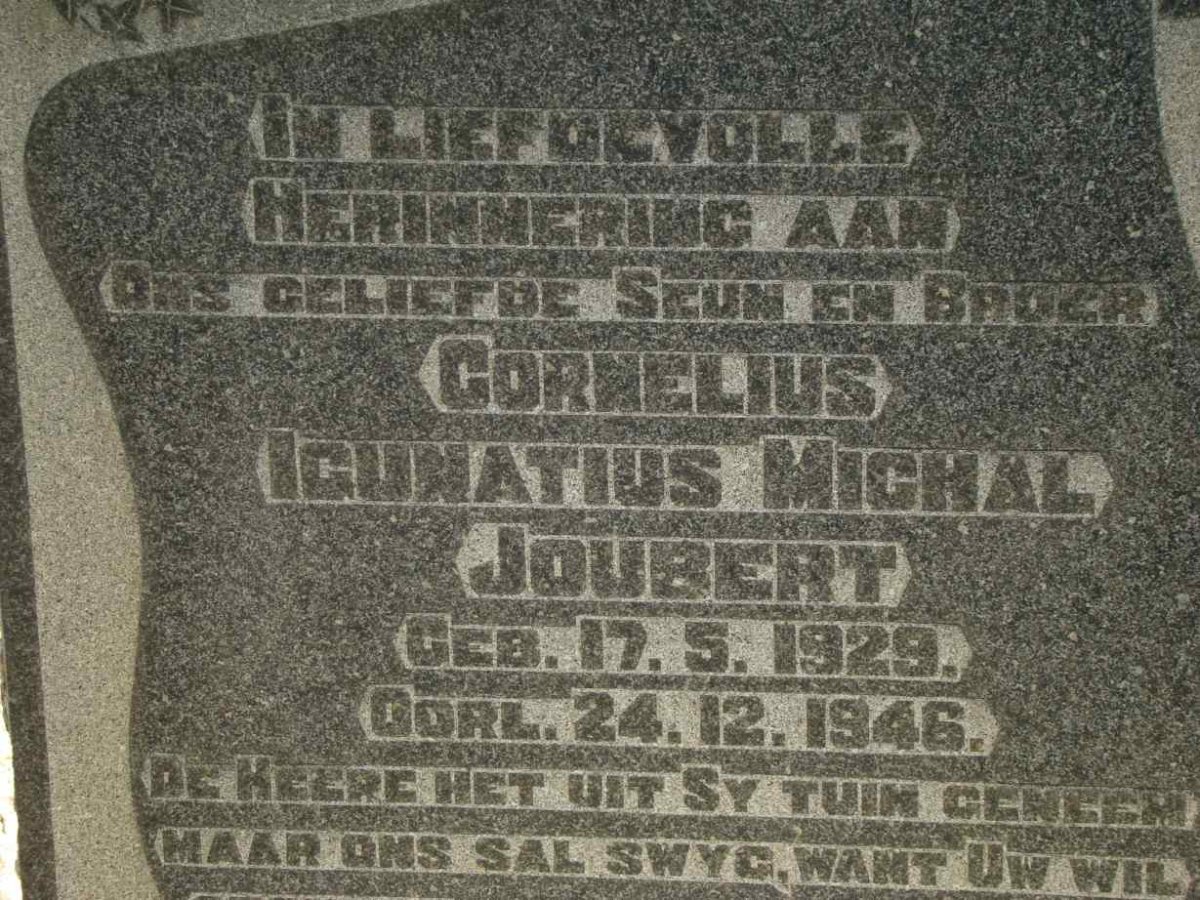 JOUBERT Cornelius Igunatius Michal 1929-1946