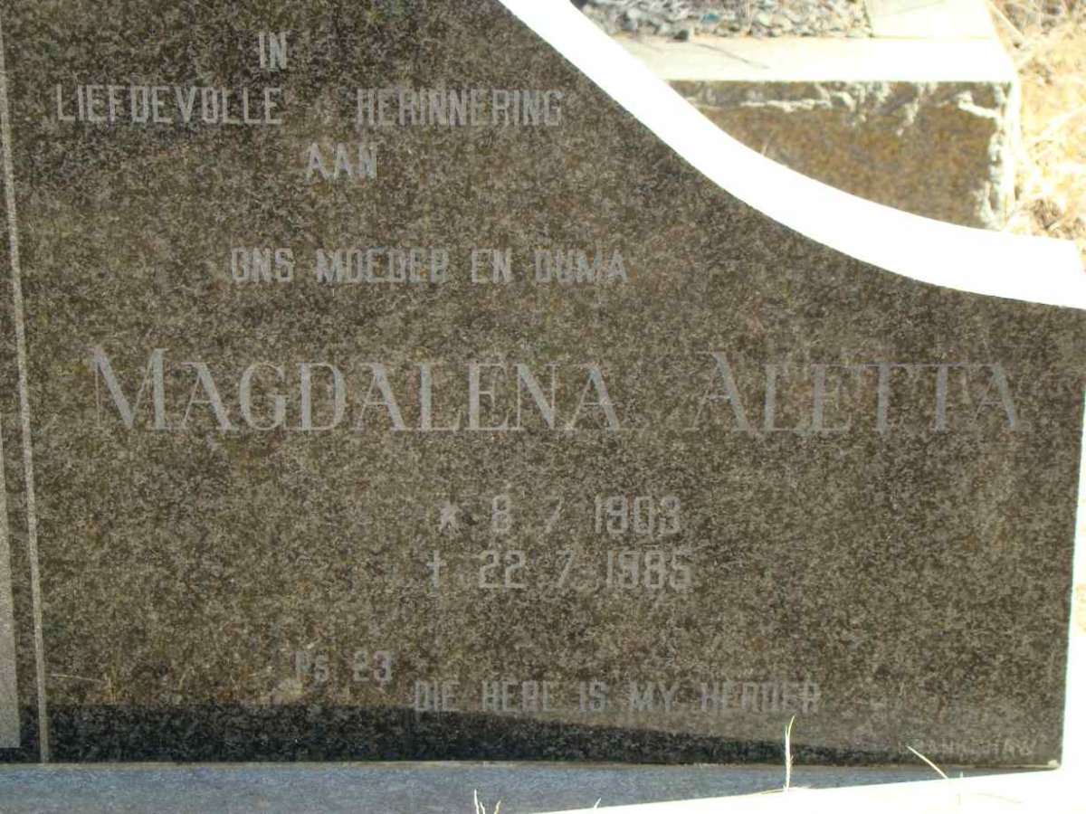JOUBERT Magdalena Aletta 1903-1985