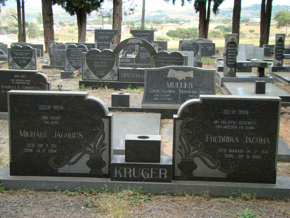 KRUGER Michael Jacobus 1911-1994 &amp; Fredrika Jacoba MARAIS 1914-1982