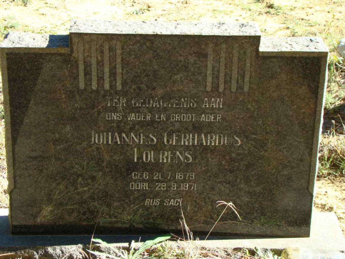 LOURENS Johannes Gerhardus 1879-1971