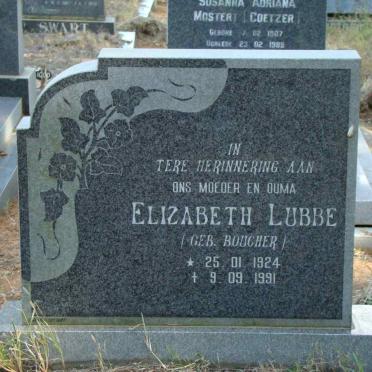 LUBBE Elizabeth nee BOUCHER 1924-1991
