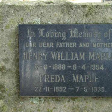 MAPLE Henry William 1888-1954 &amp; Freda 1892-1939