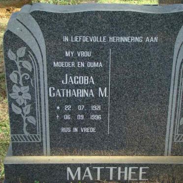 MATTHEE Jacoba Catharina M. 1921-1996