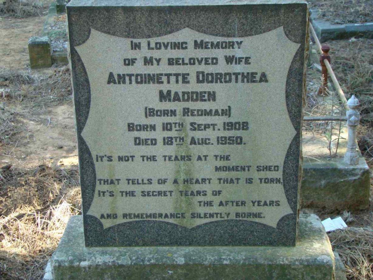 MADDEN Antoinette Dorothea nee REDMAN 1908-1950