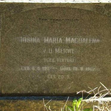 MERWE Josina Maria Magdalena, van der nee VENTER 1911-1957