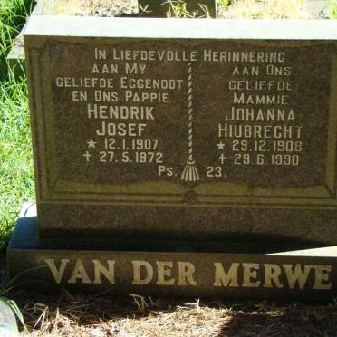 MERWE Hendrik Josef 1907-1972 &amp; Johanna Huibrecht 1908-1990
