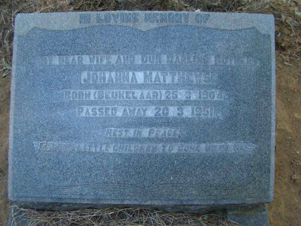 MATTHEWS Johanna nee BEUKELAAR 1904-1951