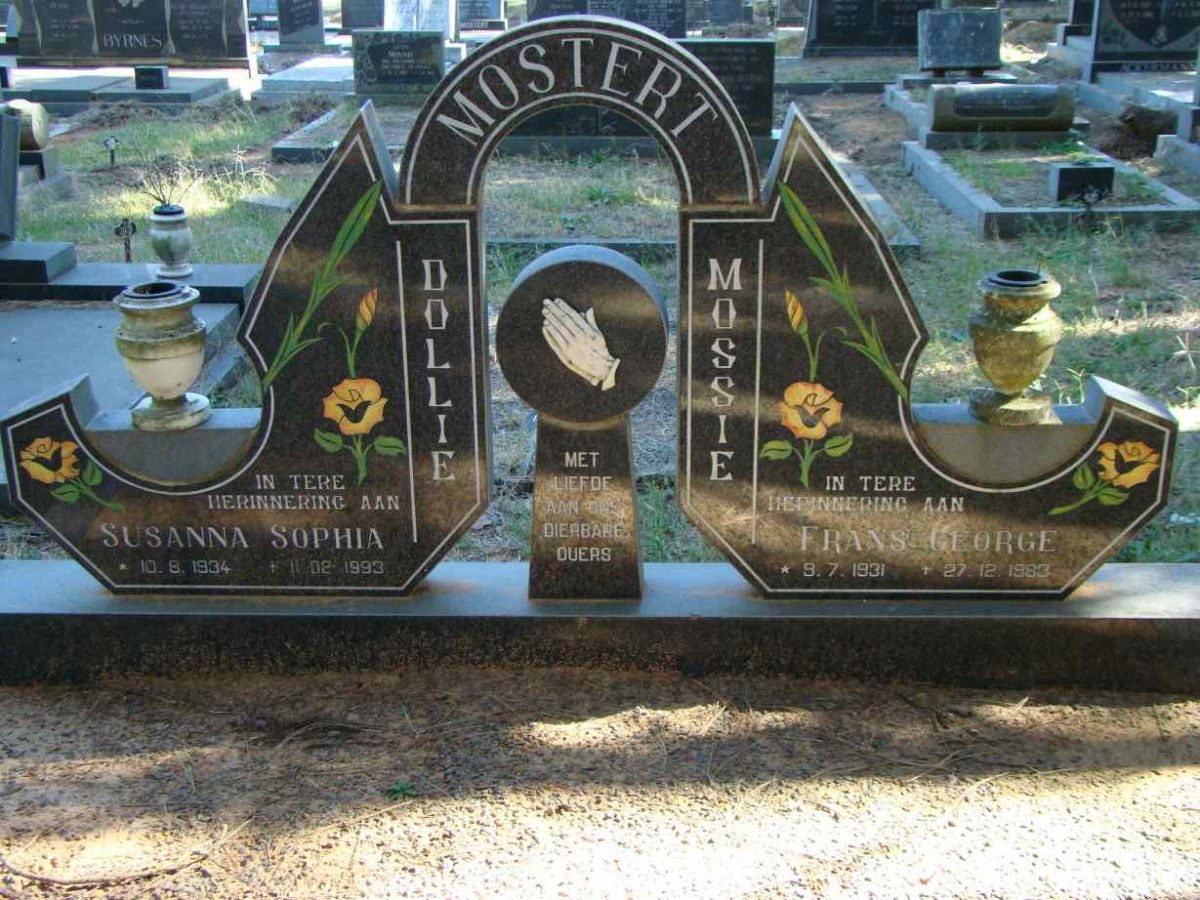 MOSTERT Frans George 1931-1983 &amp; Susanna Sophia 1934-1993
