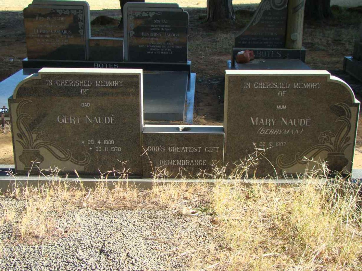 NAUDE Gert 1888-1970 &amp; Mary BERRYMAN 1907-