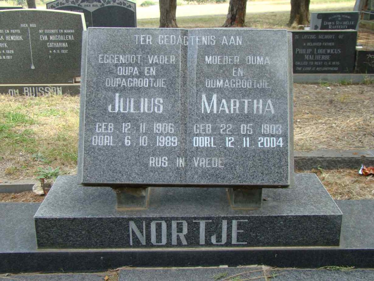 NORTJE Julius 1906-1989 &amp; Martha 1903-2004