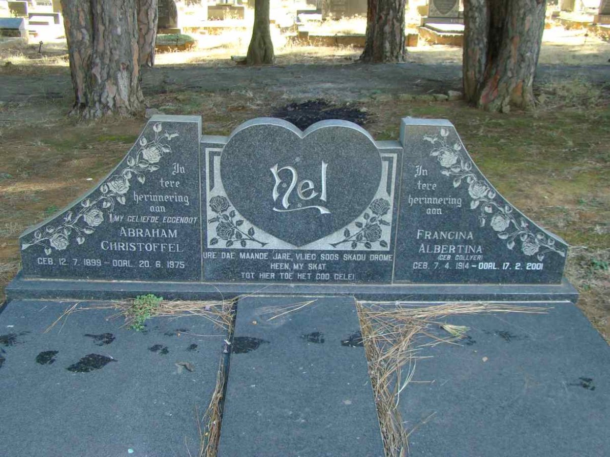 NEL Abraham Christoffel 1899-1975 &amp; Francina Albertina COLLYER 1914-2001