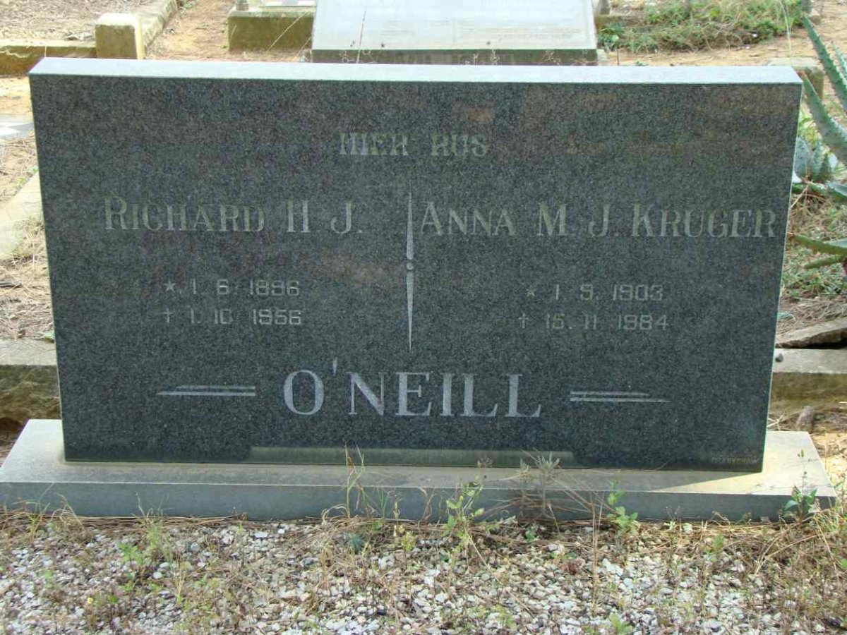 O'NEILL Richard H.J. 1896-1956 &amp; Anna M.J. KRUGER 1903-1984