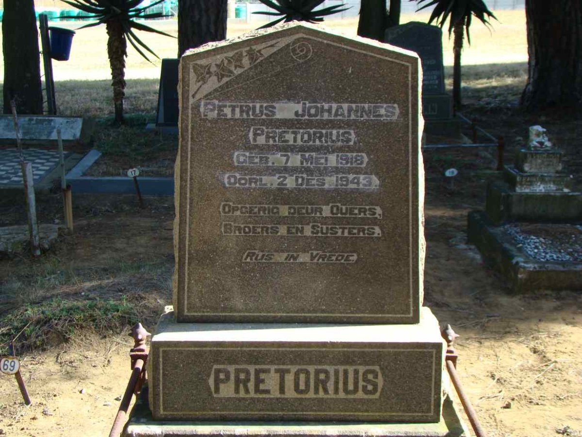 PRETORIUS Petrus Johannes 1918-1943