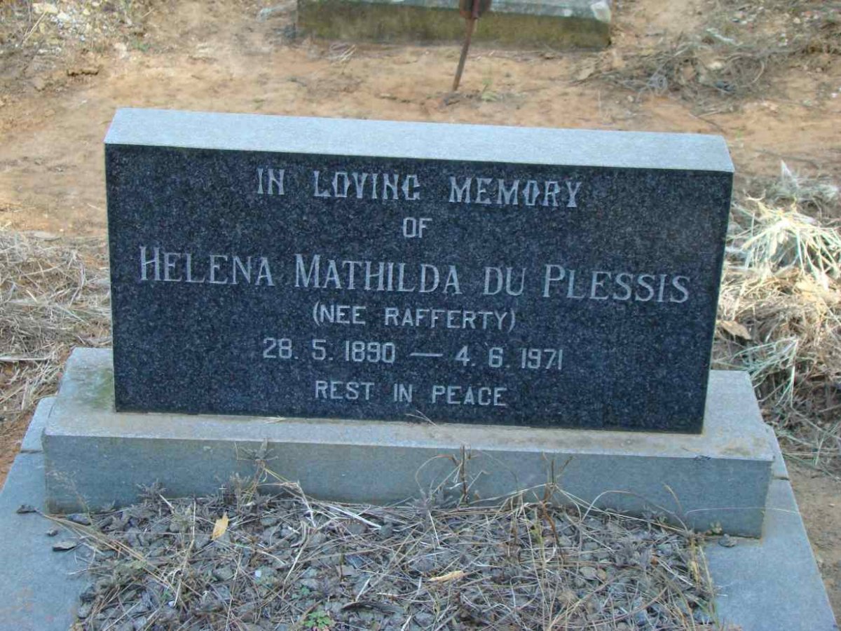 PLESSIS Helena Mathilda, du nee RAFFERTY 1890-1971