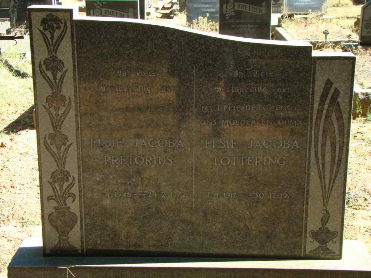 PRETORIUS Elsie Jacoba 1948-1972 :: LOTTERING Elsie Jacoba 1917-1971