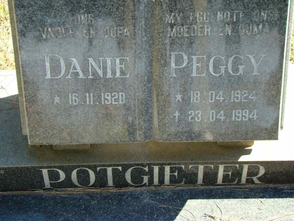 POTGIETER Danie 1920- &amp; Peggy 1924-1994