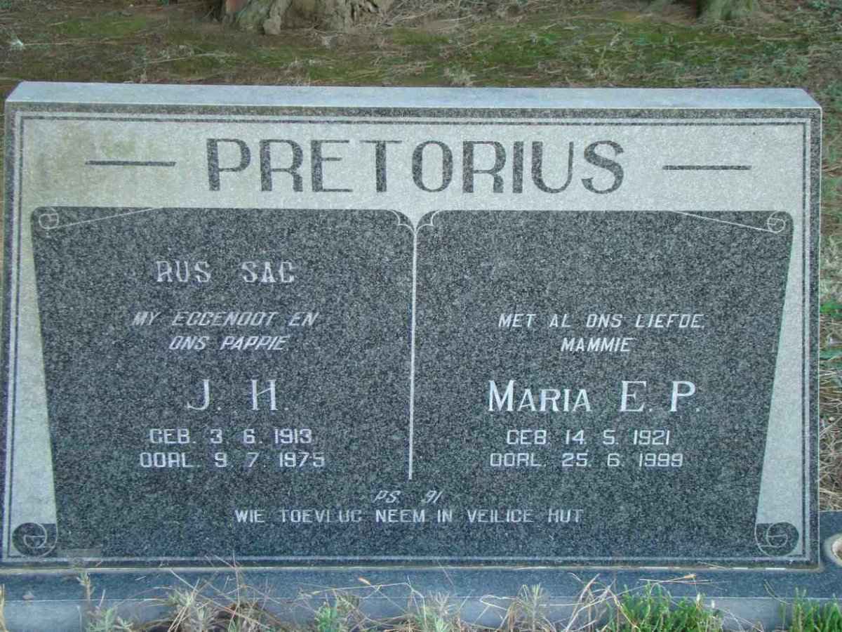 PRETORIUS J.H. 1913-1975 &amp; Maria E.P. 1921-1999