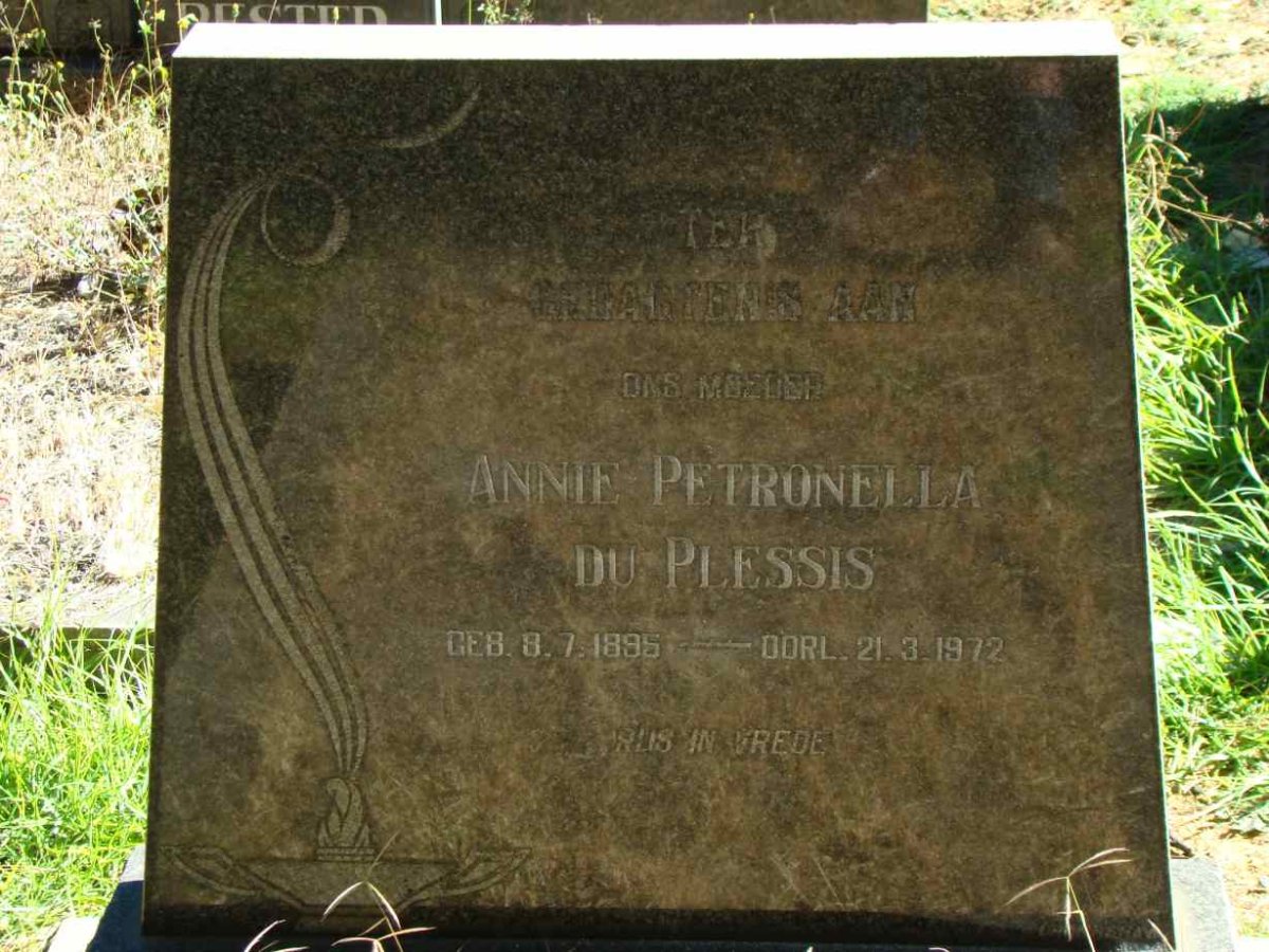PLESSIS Annie Petronella, du 1895-1972