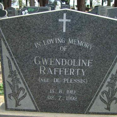 RAFFERTY Gwendoline nee DU PLESSIS 1919-1992