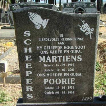 SCHEEPERS Martiens 1919-2001 &amp; Poorie 1926-2003