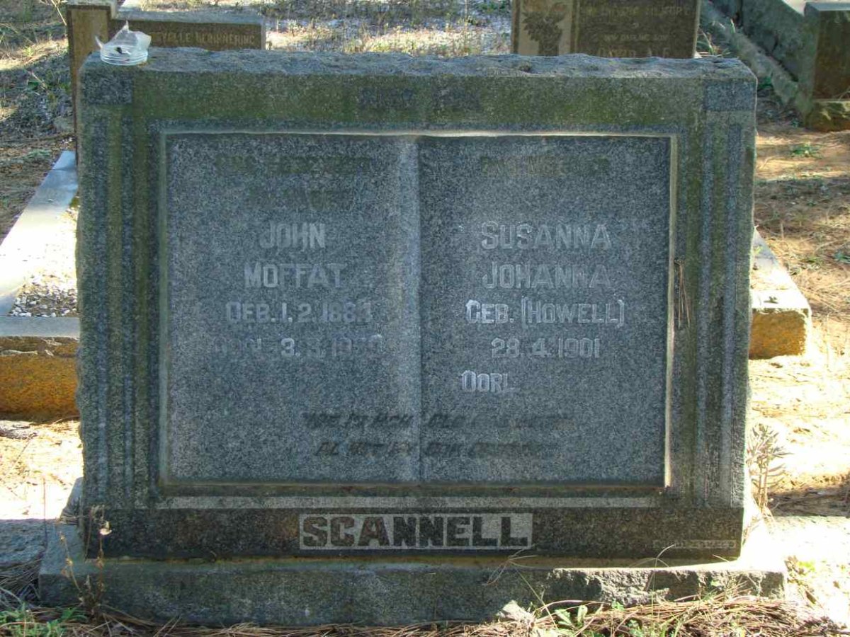 SCANNELL John Moffat 1884-1959 &amp; Susanna Johanna HOWELL 1901-