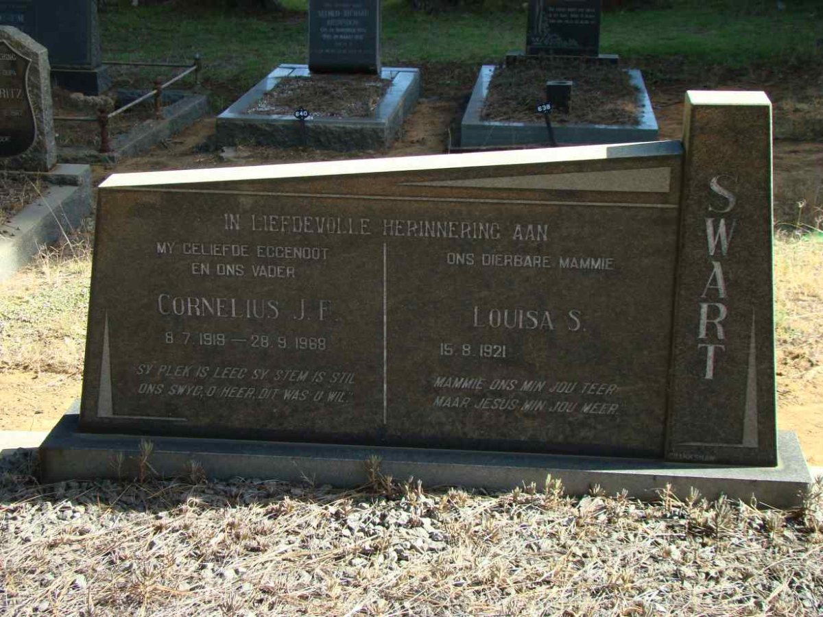 SWART Cornelius J.F. 1919-1968 &amp; Louisa S. 1921-