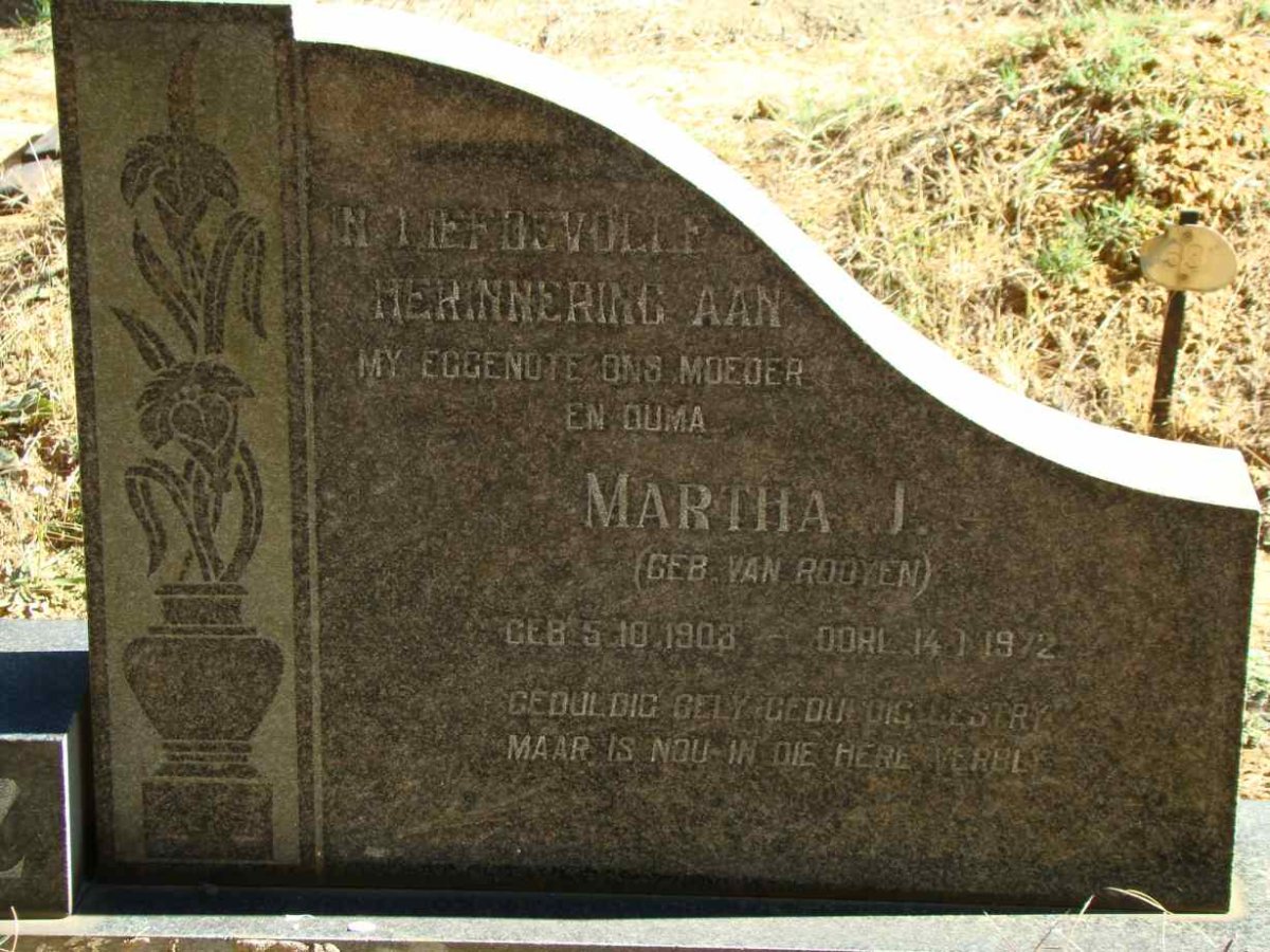 SCHOLTZ Martha J. nee VAN ROOYEN 1903-1972