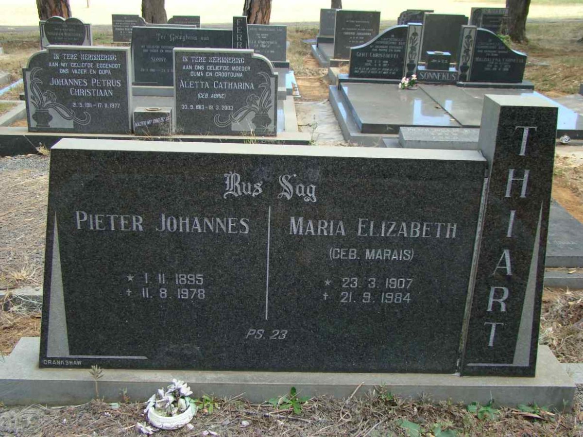 THIART Pieter Johannes 1895-1978 &amp; Maria Elizabeth MARAIS 1907-1984