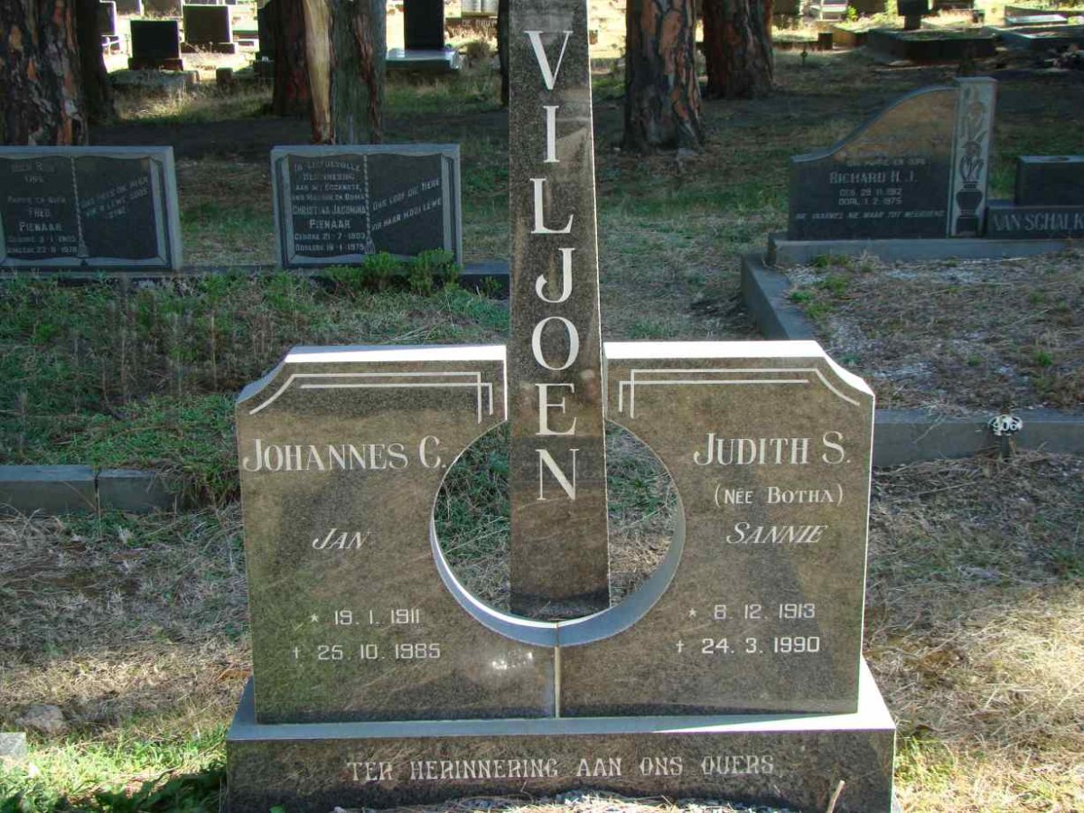 VILJOEN Johannes C. 1911-1985 &amp; Judith S. BOTHA 1913-1990