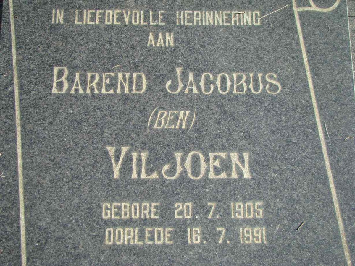 VILJOEN Barend Jacobus 1905-1991