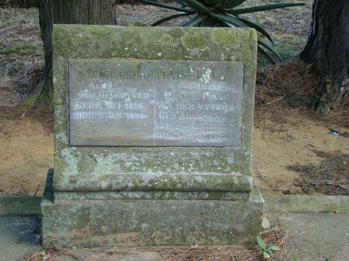 VYVER Willem, van der 1870-1935 &amp; Catharina Henrietta ADAMSON -1935