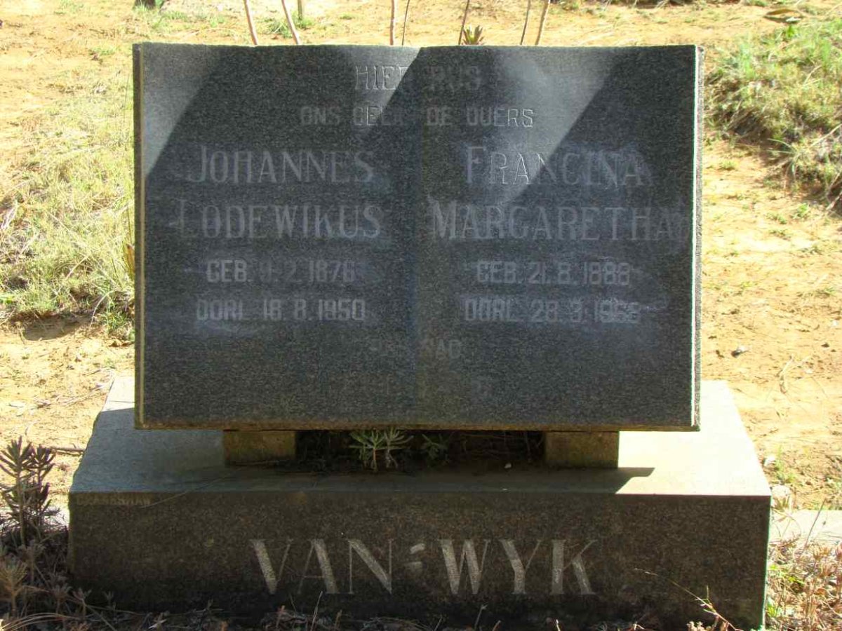 WYK Johannes Lodewikus, van 1876-1950 &amp; Francina Margaretha 1888-1968